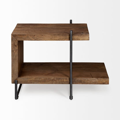 Mercana - Maddox 30L x 18W x 22H Medium Brown Wood w/ Black Metal U-shaped End/Side Table - 67841 view 3