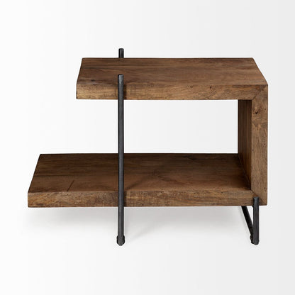 Mercana - Maddox 30L x 18W x 22H Medium Brown Wood w/ Black Metal U-shaped End/Side Table - 67841 view 6