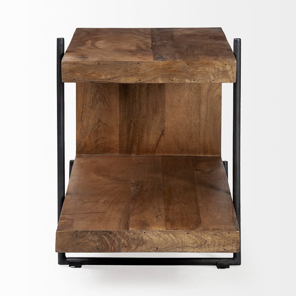 Mercana - Maddox 30L x 18W x 22H Medium Brown Wood w/ Black Metal U-shaped End/Side Table - 67841 view 7