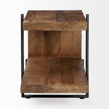 Mercana - Maddox 30L x 18W x 22H Medium Brown Wood w/ Black Metal U-shaped End/Side Table - 67841 view 7