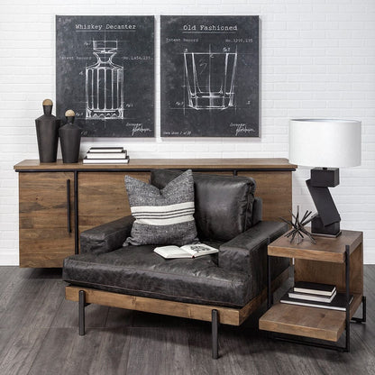 Mercana - Maddox 30L x 18W x 22H Medium Brown Wood w/ Black Metal U-shaped End/Side Table - 67841 view 8
