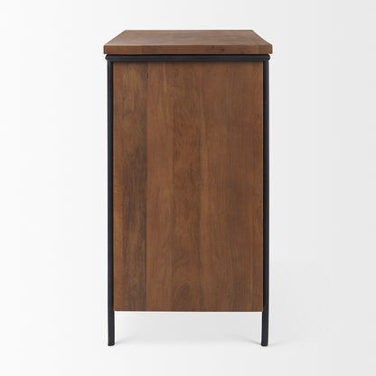 Mercana - Maddox 40.0L x 18.5W x 32.75H Brown Solid Wood Black Metal 2 Door Accent Cabinet - 69930 view 3