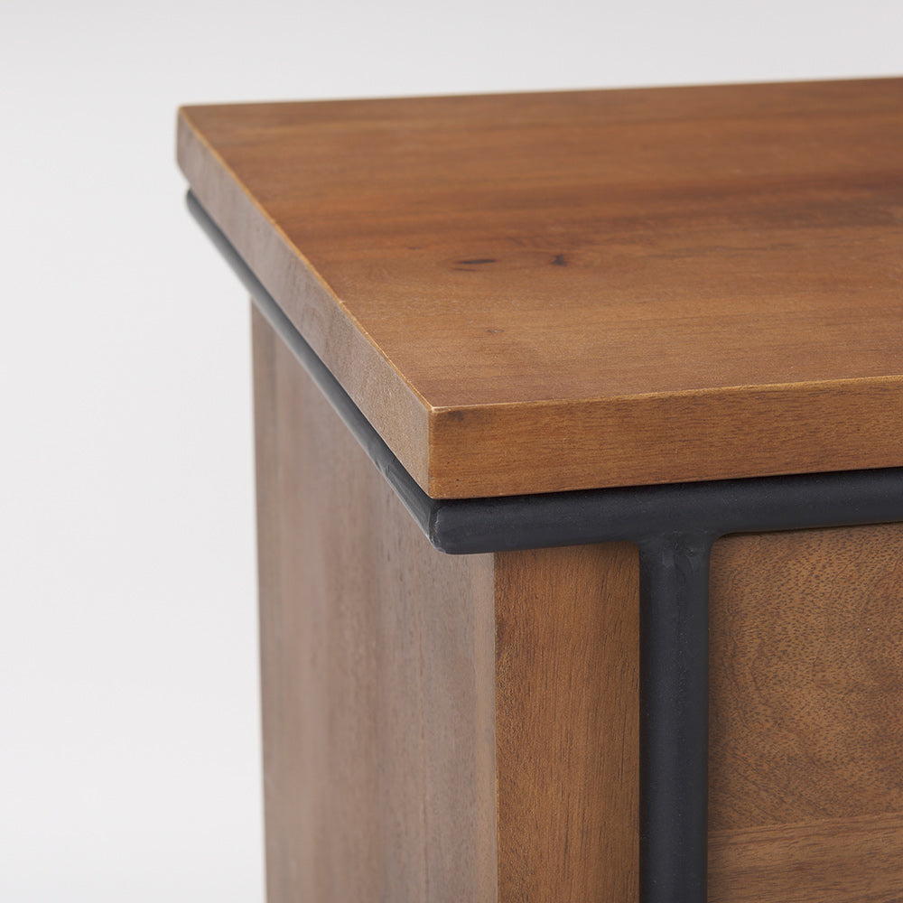 Mercana - Maddox 40.0L x 18.5W x 32.75H Brown Solid Wood Black Metal 2 Door Accent Cabinet - 69930 view 7