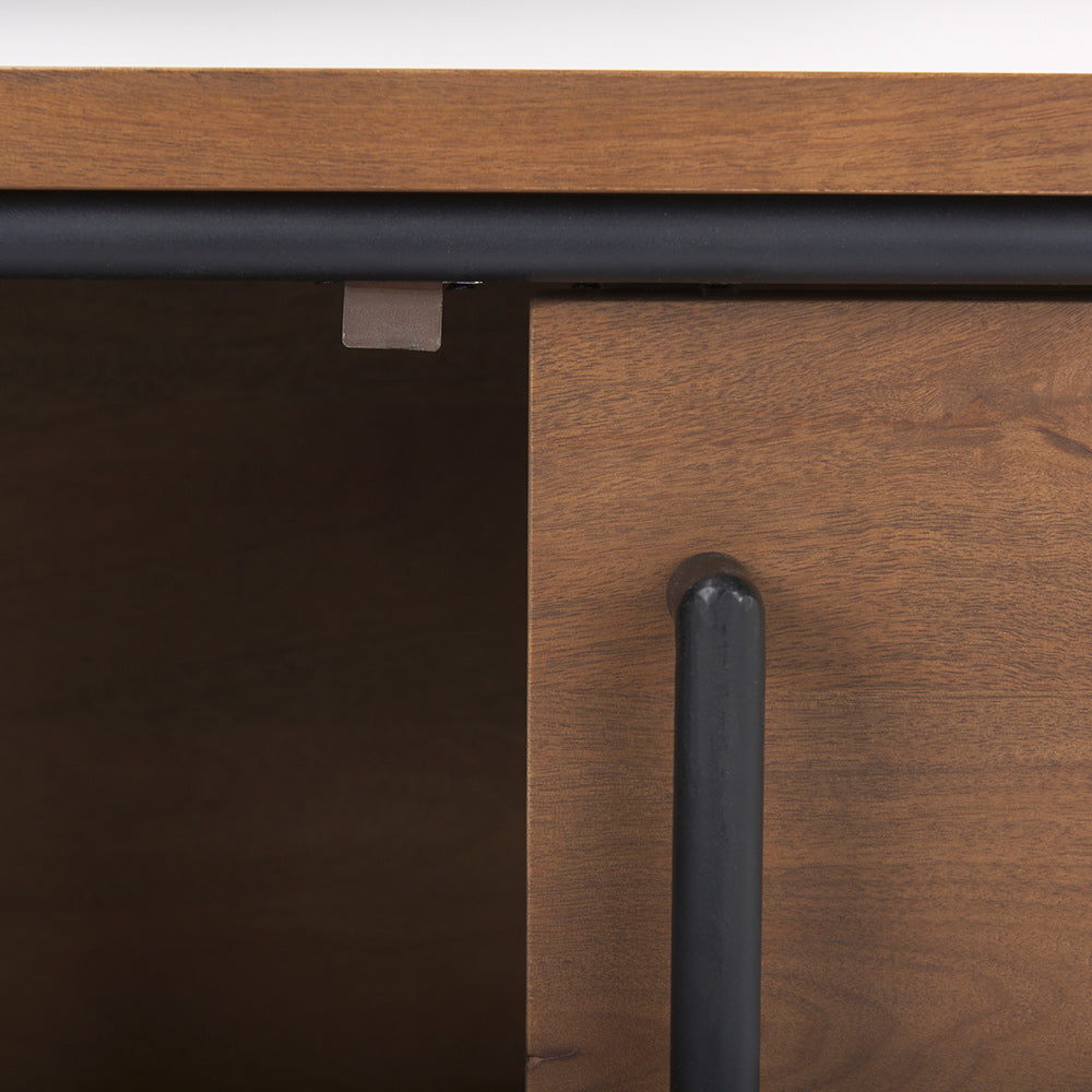 Mercana - Maddox 40.0L x 18.5W x 32.75H Brown Solid Wood Black Metal 2 Door Accent Cabinet - 69930 view 8