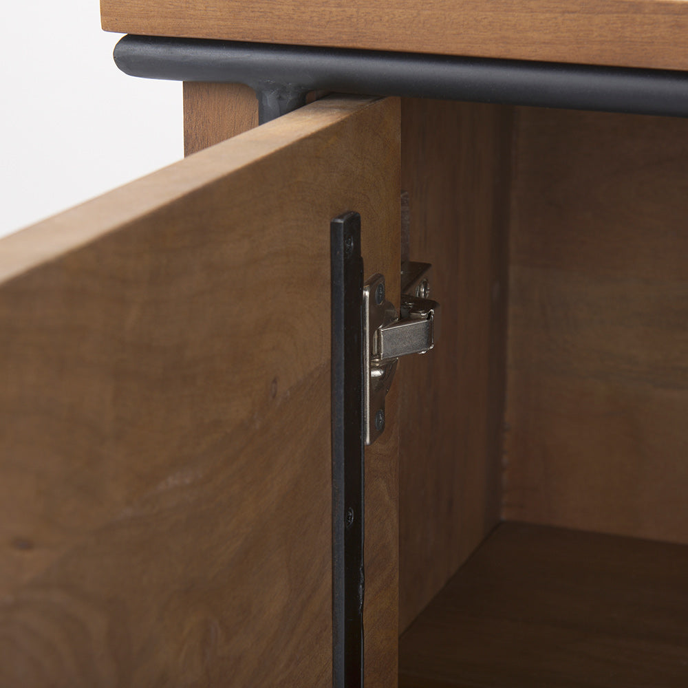Mercana - Maddox 40.0L x 18.5W x 32.75H Brown Solid Wood Black Metal 2 Door Accent Cabinet - 69930 view 9