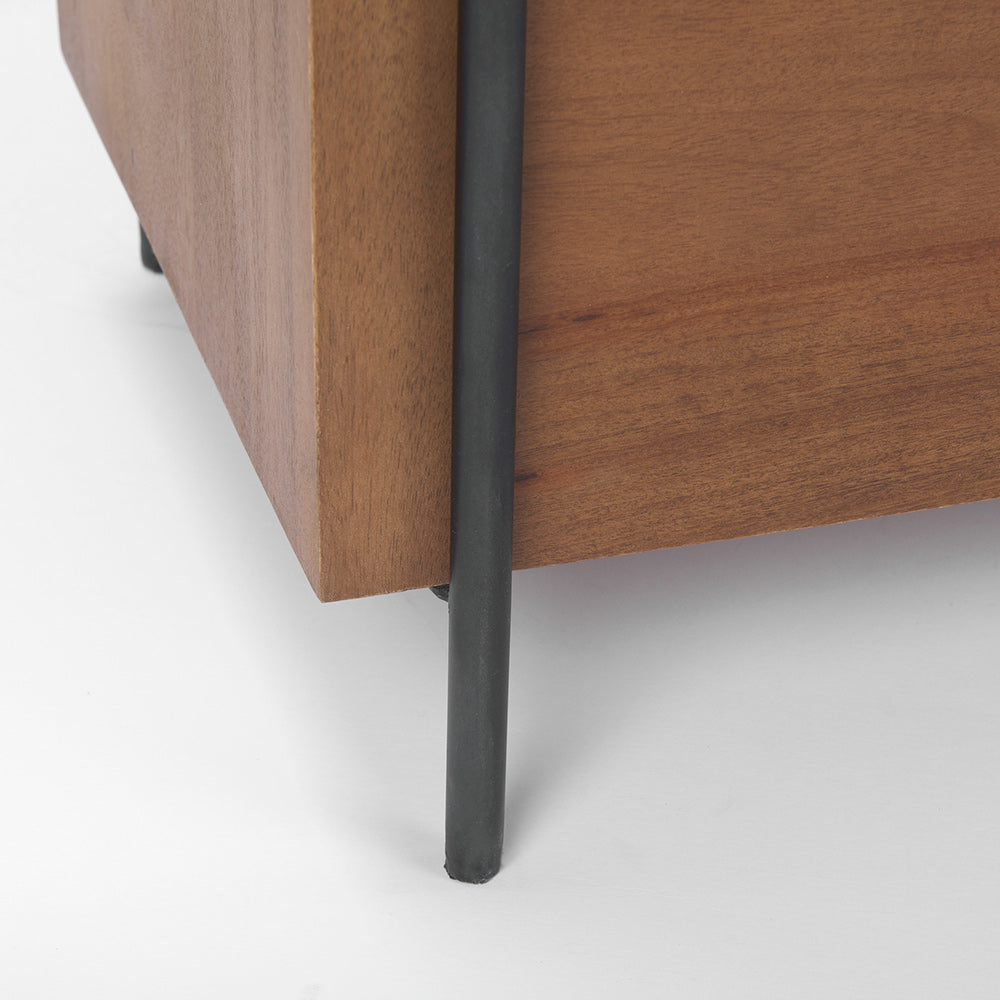 Mercana - Maddox 40.0L x 18.5W x 32.75H Brown Solid Wood Black Metal 2 Door Accent Cabinet - 69930 view 10