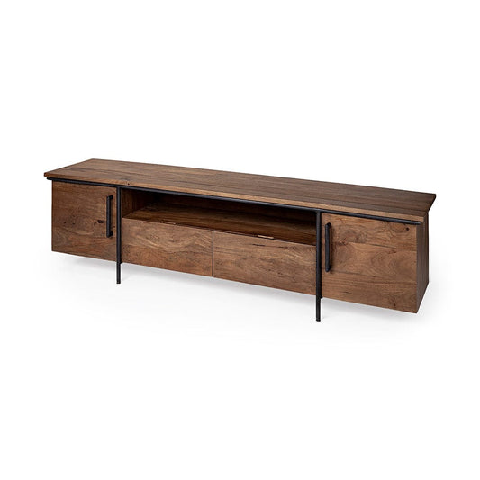 Mercana - Maddox V Brown Solid Wood TV Stand Media Console with Storage, TV up to 85" - 69022 view 1