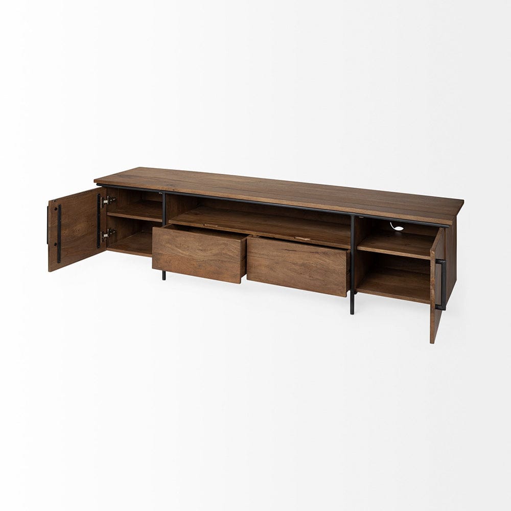 Mercana - Maddox V Brown Solid Wood TV Stand Media Console with Storage, TV up to 85" - 69022 view 2