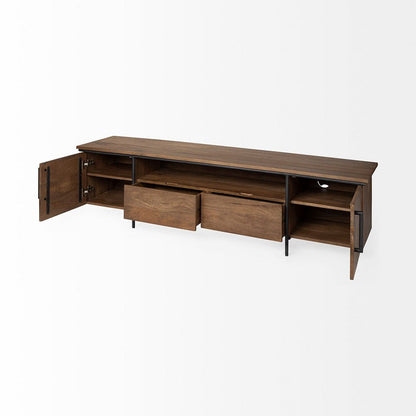Mercana - Maddox V Brown Solid Wood TV Stand Media Console with Storage, TV up to 85" - 69022 view 2