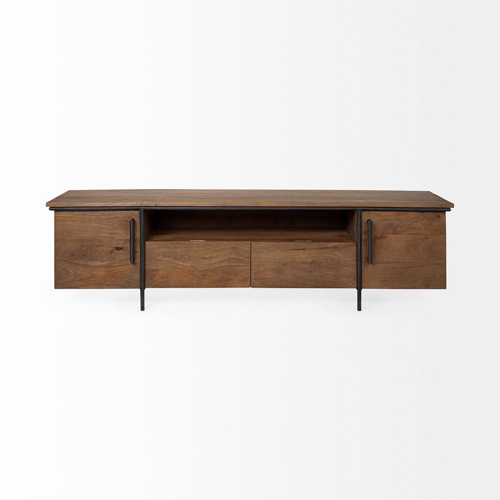 Mercana - Maddox V Brown Solid Wood TV Stand Media Console with Storage, TV up to 85" - 69022 view 4