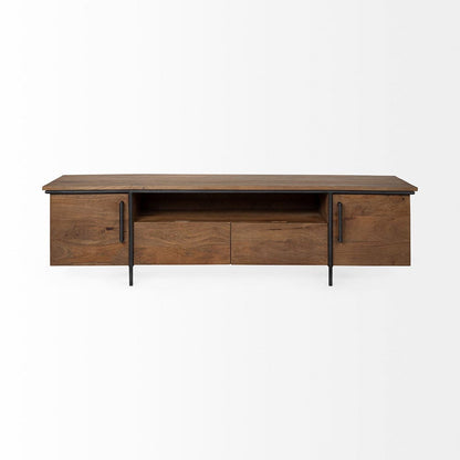 Mercana - Maddox V Brown Solid Wood TV Stand Media Console with Storage, TV up to 85" - 69022 view 4