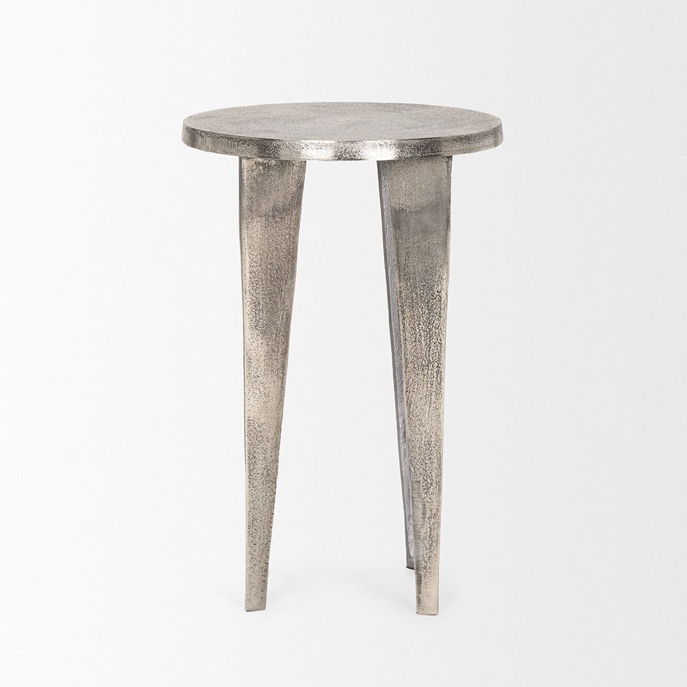 Mercana - Maggie Textured Silver Nickel Cast Aluminum Metal Accent Table - 70618 view 2