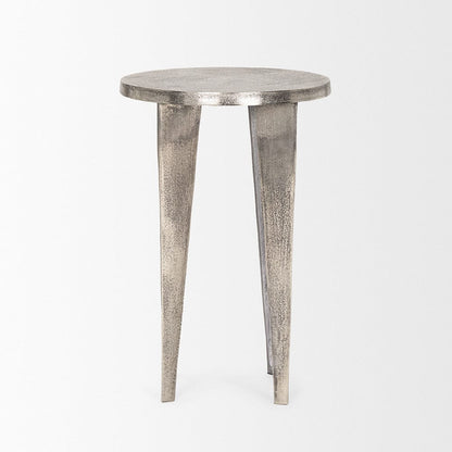 Mercana - Maggie Textured Silver Nickel Cast Aluminum Metal Accent Table - 70618 view 2