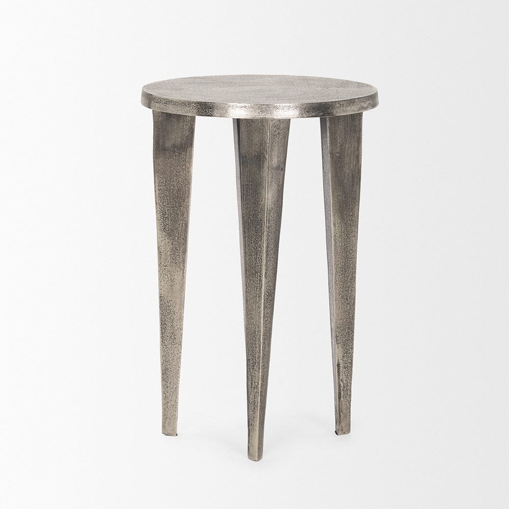 Mercana - Maggie Textured Silver Nickel Cast Aluminum Metal Accent Table - 70618 view 3
