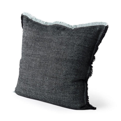 Mercana - Malia 20L x 20W Black and Teal Fabric Fringed Pillow Cover - 69437 view 1