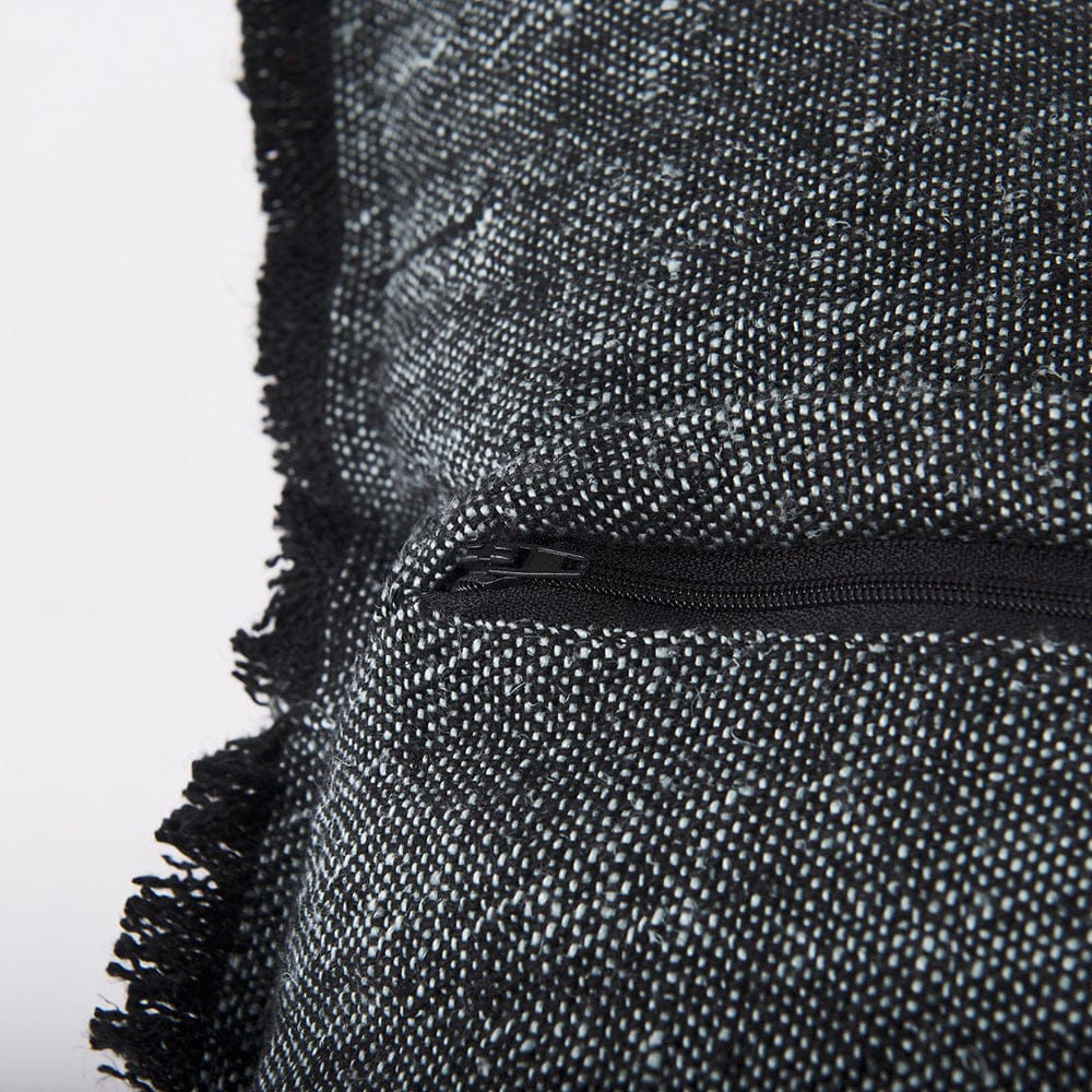 Mercana - Malia 20L x 20W Black and Teal Fabric Fringed Pillow Cover - 69437 view 8