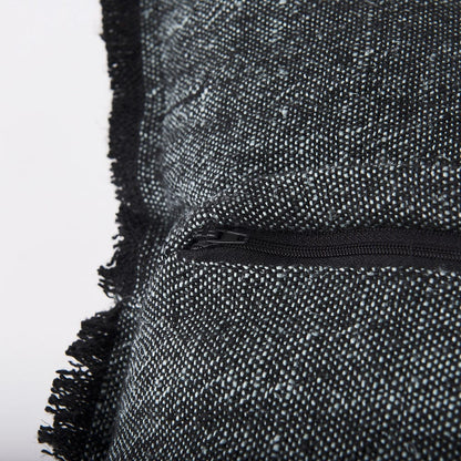 Mercana - Malia 20L x 20W Black and Teal Fabric Fringed Pillow Cover - 69437 view 8