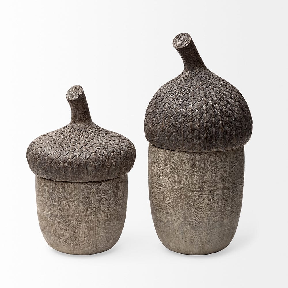 Mercana - Mandor I Small 6L x 6W Brown Resin Acorn Box - 57896_CLOSEOUT view 2