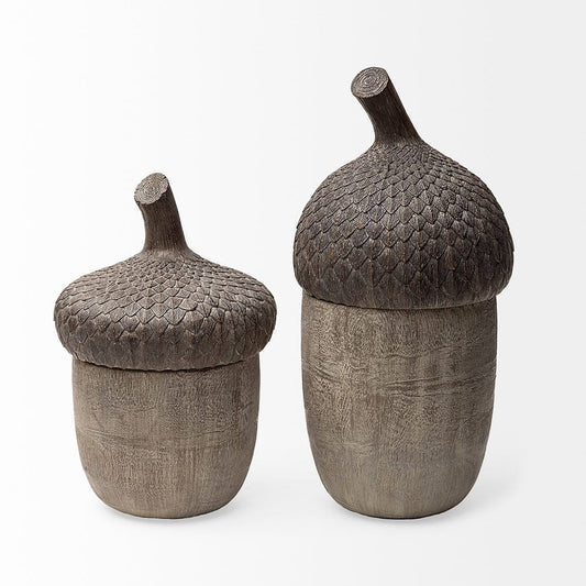 Mercana - Mandor I Small 6L x 6W Brown Resin Acorn Box - 57896_CLOSEOUT view 2
