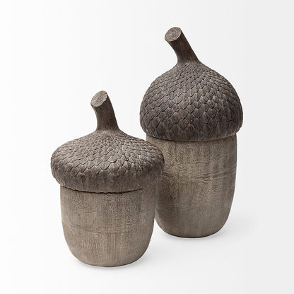 Mercana - Mandor I Small 6L x 6W Brown Resin Acorn Box - 57896_CLOSEOUT view 3