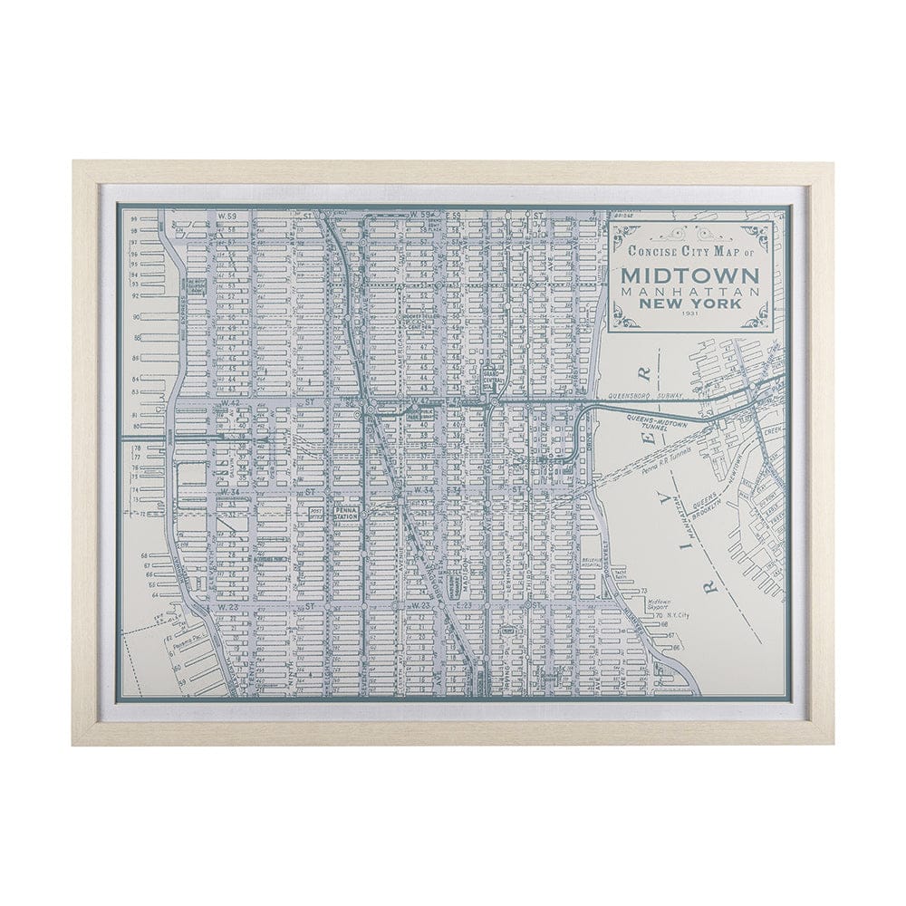 Mercana - Manhattan Map I by Mercana Studio a Hand Embellished Textured Framed Art Print Matted under Glass - 14637 view 1