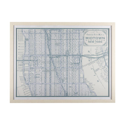 Mercana - Manhattan Map I by Mercana Studio a Hand Embellished Textured Framed Art Print Matted under Glass - 14637 view 1