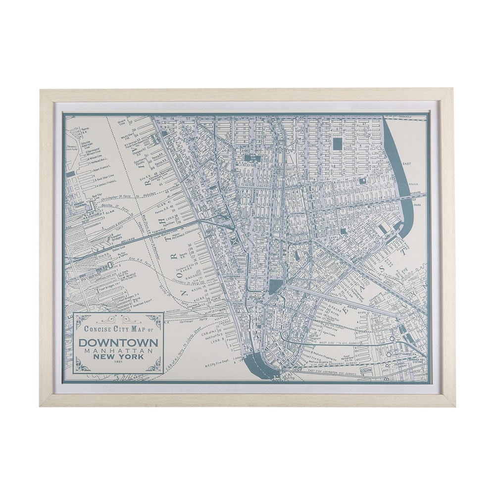 Mercana - Manhattan Map II by Mercana Studio a Hand Embellished Textured Framed Art Print Matted under Glass - 14638 view 1