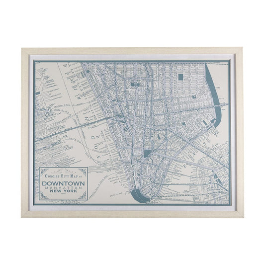 Mercana - Manhattan Map II by Mercana Studio a Hand Embellished Textured Framed Art Print Matted under Glass - 14638 view 1