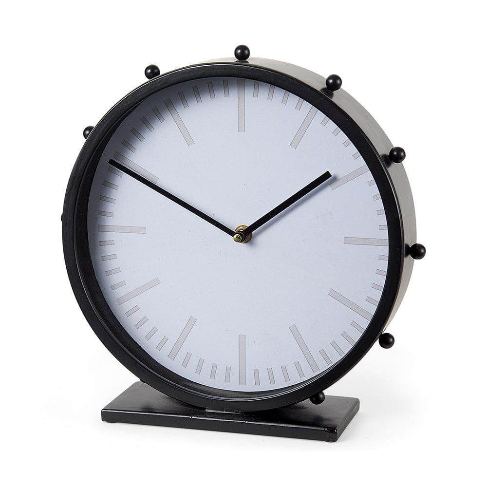 Mercana - Marian 11.0L x 3.1W x 11.0H Black Studded Round Table Clock - 69481 view 1