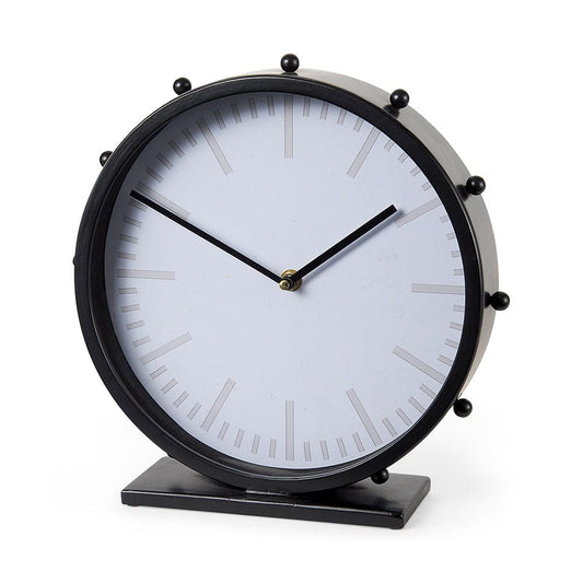 Mercana - Marian 11.0L x 3.1W x 11.0H Black Studded Round Table Clock - 69481 view 1