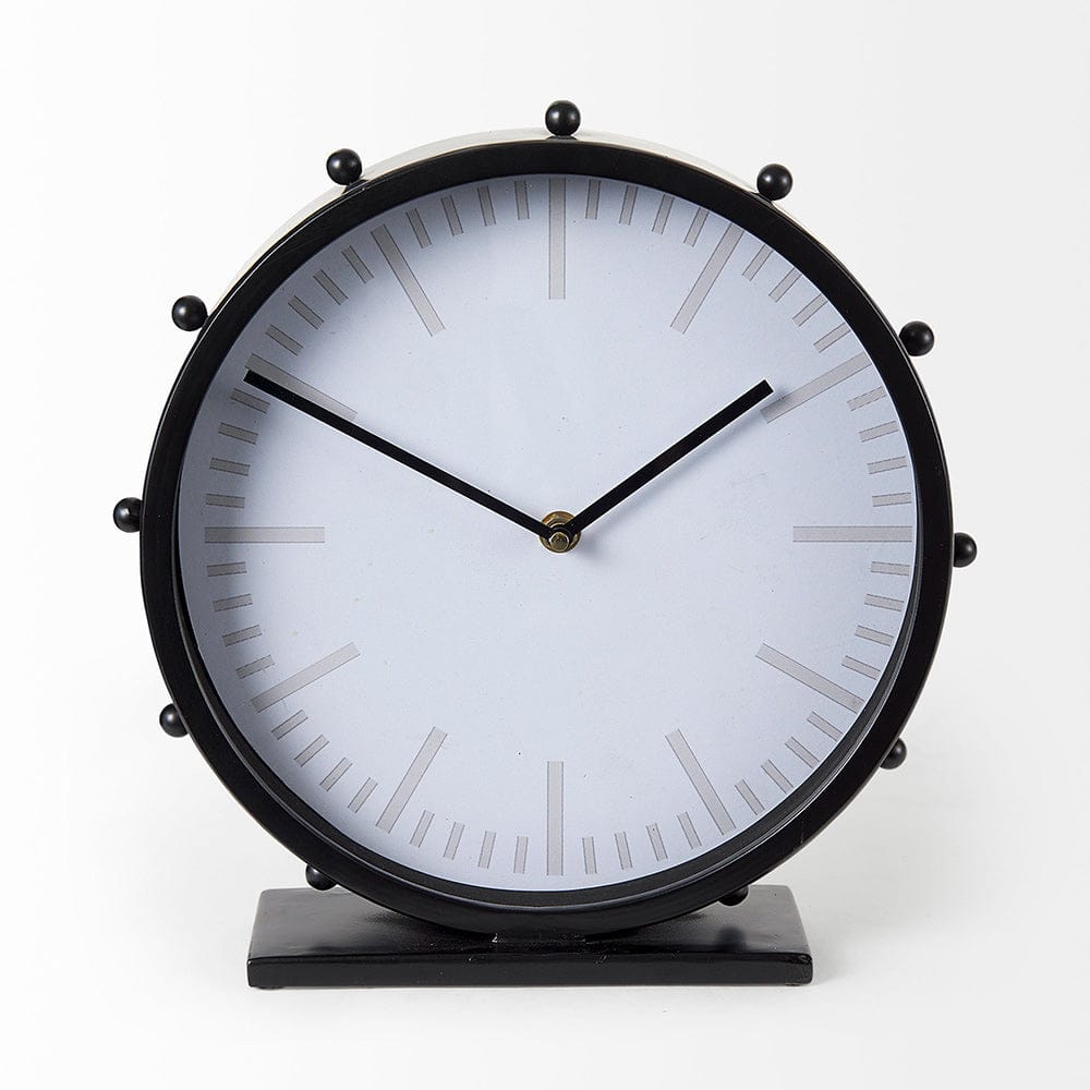 Mercana - Marian 11.0L x 3.1W x 11.0H Black Studded Round Table Clock - 69481 view 2