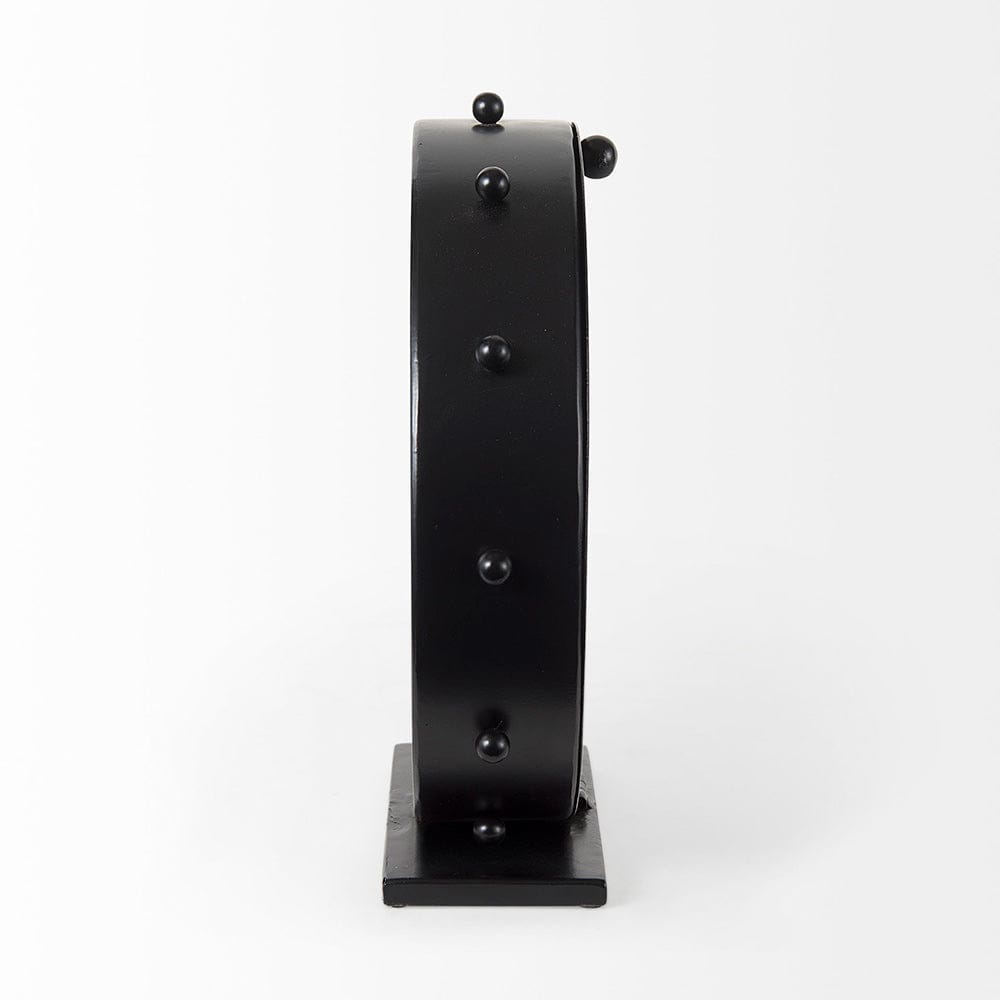 Mercana - Marian 11.0L x 3.1W x 11.0H Black Studded Round Table Clock - 69481 view 3