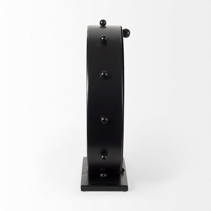 Mercana - Marian 11.0L x 3.1W x 11.0H Black Studded Round Table Clock - 69481 view 3