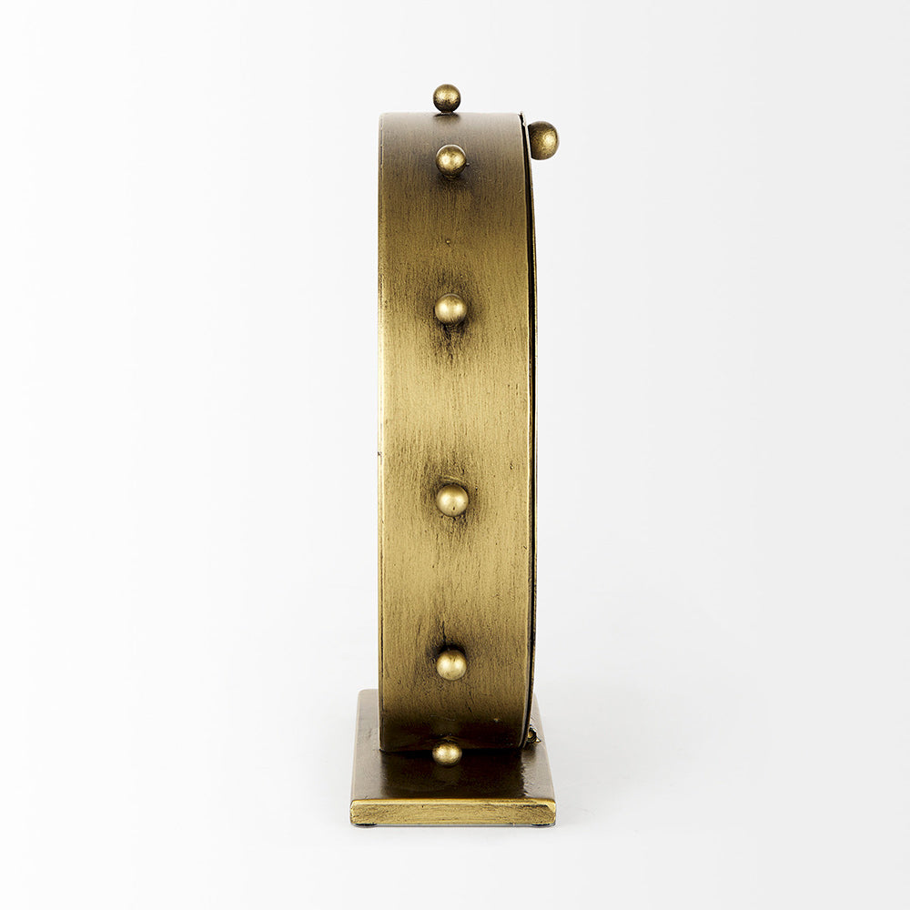 Mercana - Marian 11.0L x 3.1W x 11.0H Gold Metal W/Studs Round Table Clock - 69482 view 3