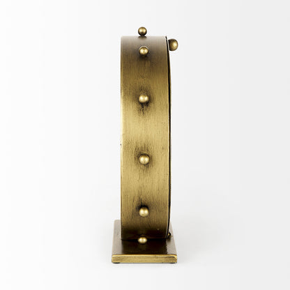 Mercana - Marian 11.0L x 3.1W x 11.0H Gold Metal W/Studs Round Table Clock - 69482 view 3