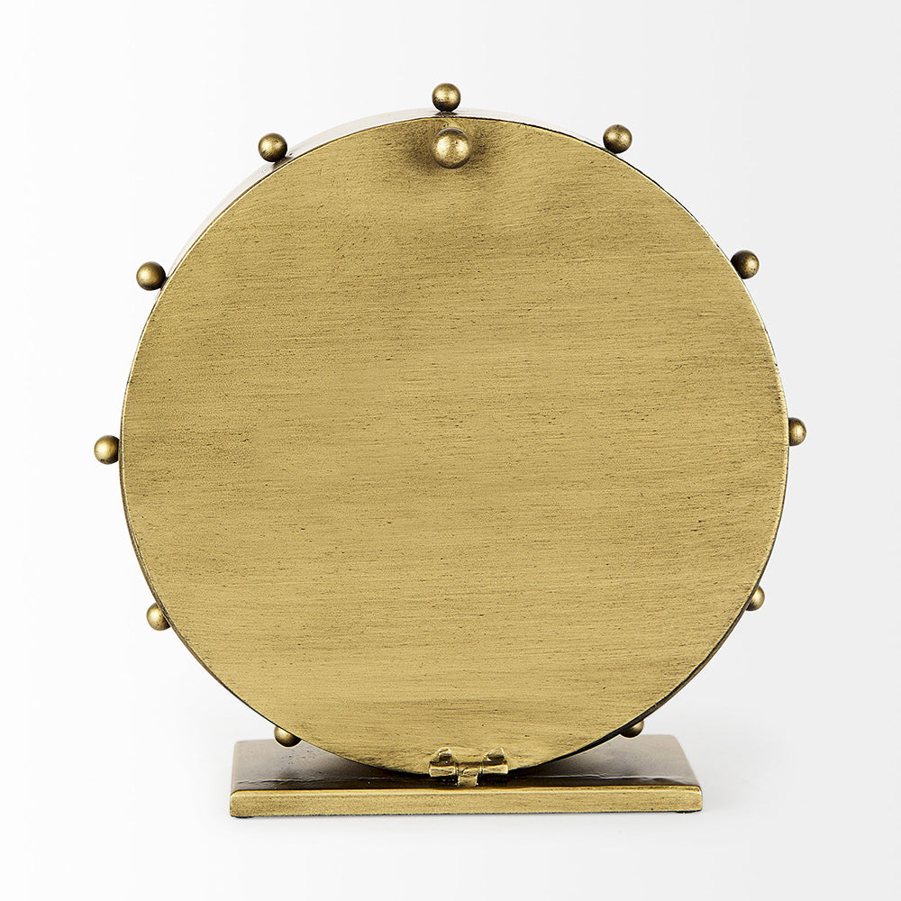 Mercana - Marian 11.0L x 3.1W x 11.0H Gold Metal W/Studs Round Table Clock - 69482 view 4