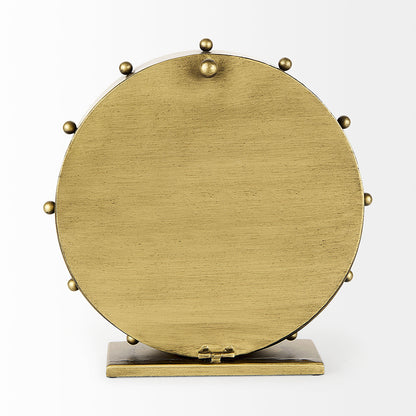 Mercana - Marian 11.0L x 3.1W x 11.0H Gold Metal W/Studs Round Table Clock - 69482 view 4