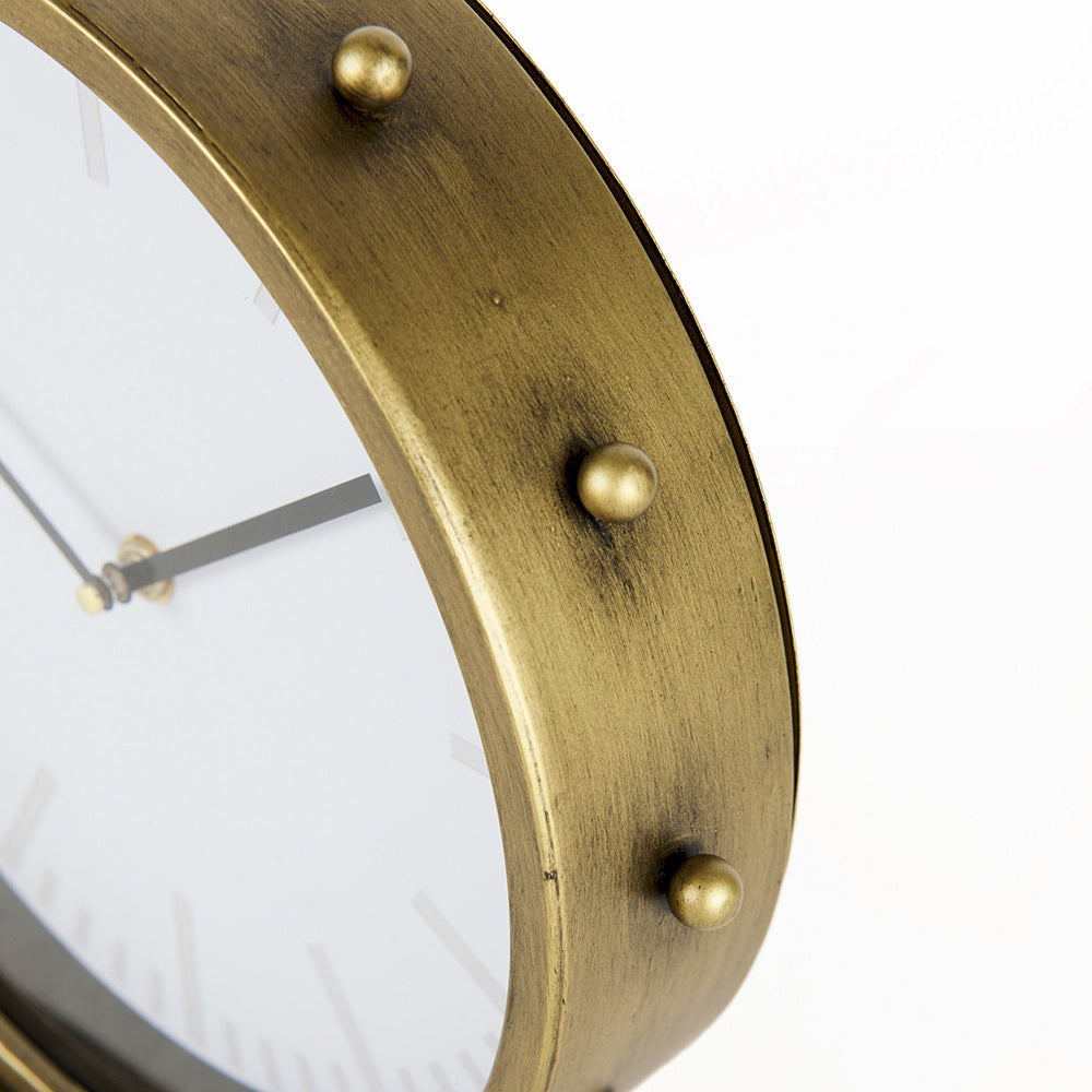 Mercana - Marian 11.0L x 3.1W x 11.0H Gold Metal W/Studs Round Table Clock - 69482 view 6