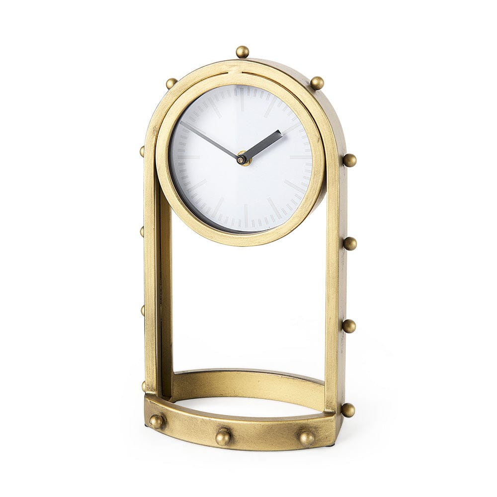 Mercana - Marian 7.5L x 5.7W x 13.0H Gold Studded Table Clock - 69484 view 1