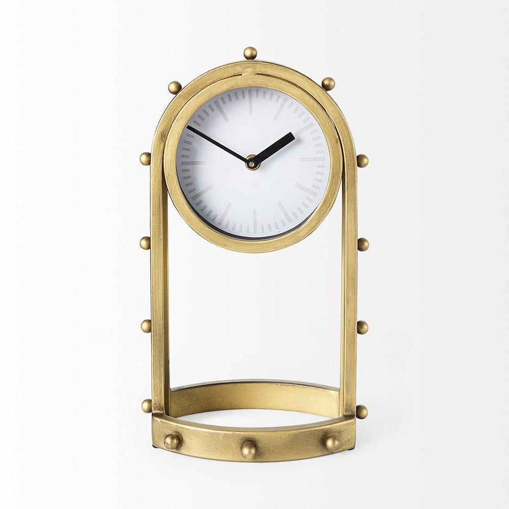 Mercana - Marian 7.5L x 5.7W x 13.0H Gold Studded Table Clock - 69484 view 2
