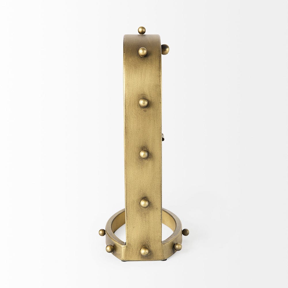 Mercana - Marian 7.5L x 5.7W x 13.0H Gold Studded Table Clock - 69484 view 3