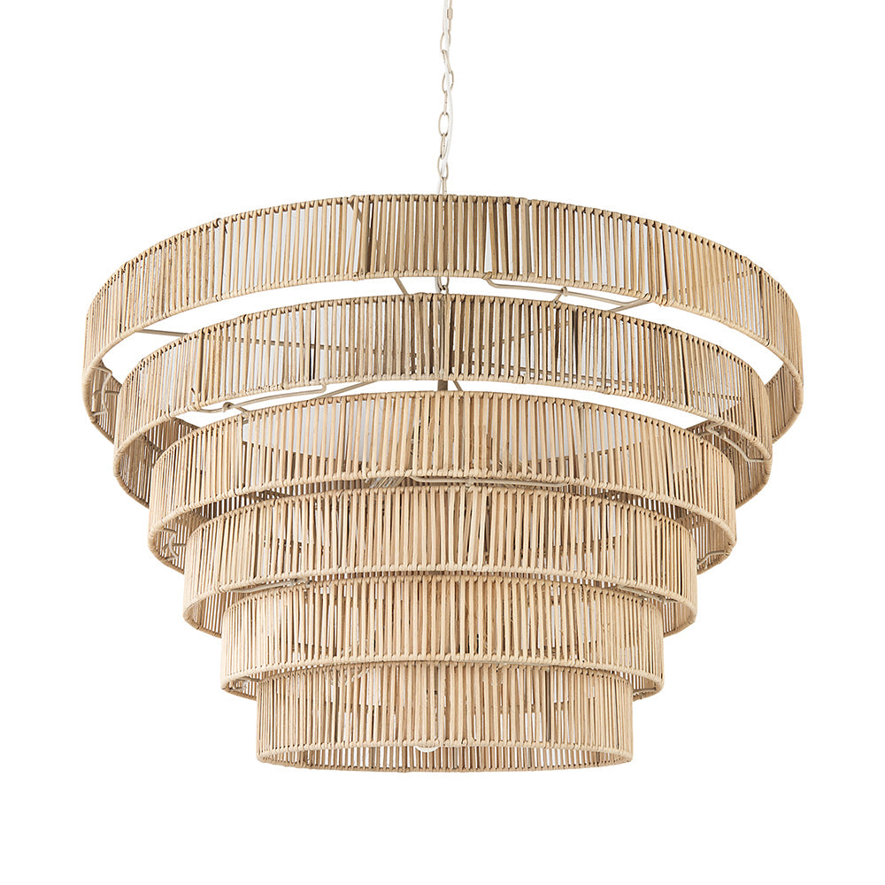 Mercana - Marimba 40 L x 40 W x 24 H Natural Cane 6 Tier Chandelier - 69240 view 1