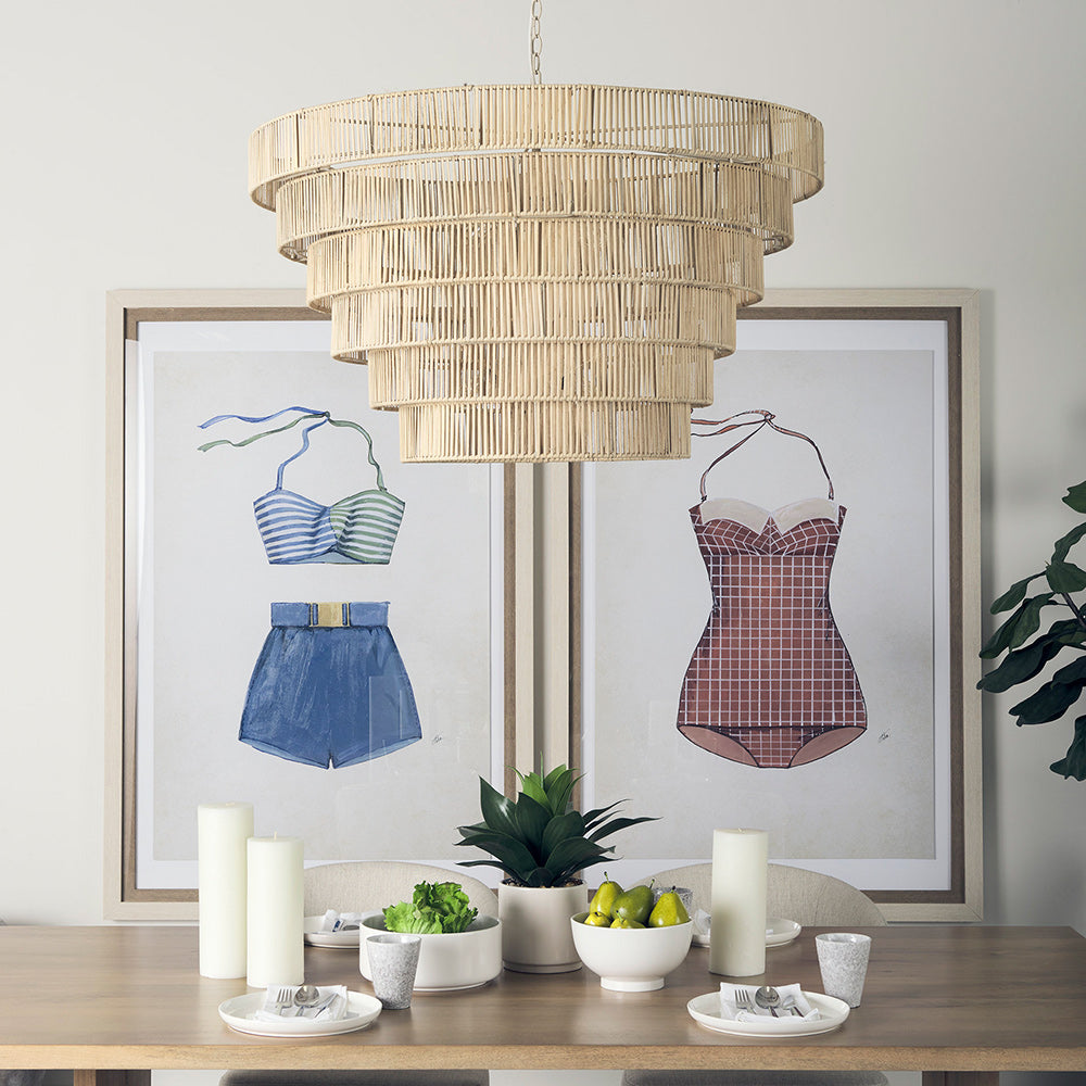 Mercana - Marimba 40 L x 40 W x 24 H Natural Cane 6 Tier Chandelier - 69240 view 12