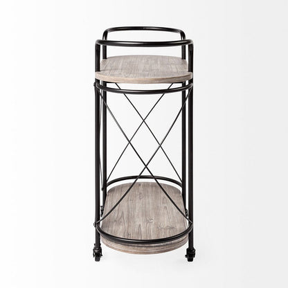 Mercana - Marlon Black Metal Frame Two Tier Shelves w/Stemware holder Bar Cart - 68921_CLOSEOUT view 4