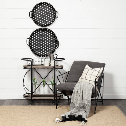 Mercana - Marlon Black Metal Frame Two Tier Shelves w/Stemware holder Bar Cart - 68921_CLOSEOUT view 7