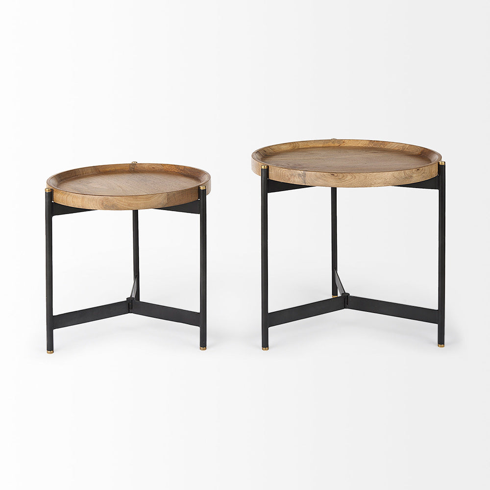 Mercana - Marquisa 22.5L x 22.5W x 20.8H Light Brown Wood W/ Black Metal Base Nesting Side Tables (Set of 2) - 69282 view 4