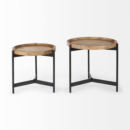 Mercana - Marquisa 22.5L x 22.5W x 20.8H Light Brown Wood W/ Black Metal Base Nesting Side Tables (Set of 2) - 69282 view 4