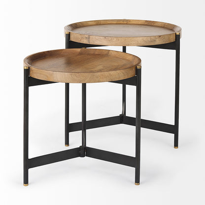 Mercana - Marquisa 22.5L x 22.5W x 20.8H Light Brown Wood W/ Black Metal Base Nesting Side Tables (Set of 2) - 69282 view 5