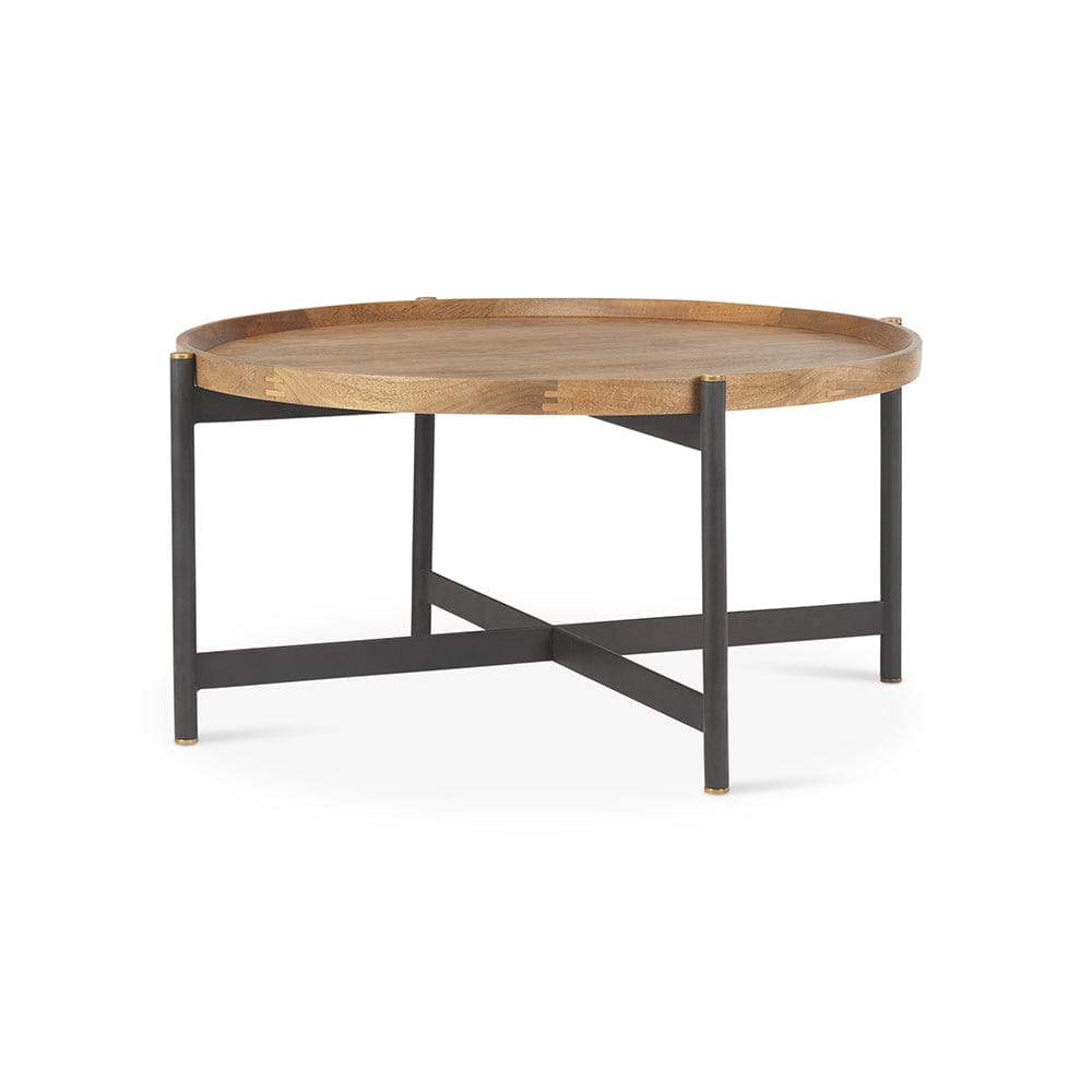 Mercana - Marquisa 34.25L x 34.25W x 16.5H Small Brown Wood w/ Black Metal Coffee Table - 70061 view 1