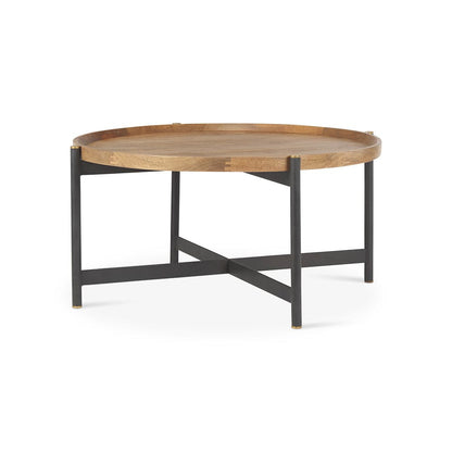 Mercana - Marquisa 34.25L x 34.25W x 16.5H Small Brown Wood w/ Black Metal Coffee Table - 70061 view 1